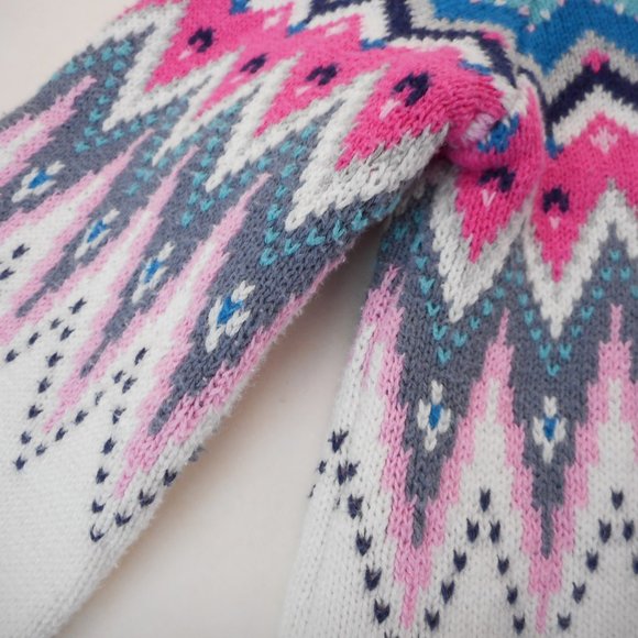 Gymboree Girls sz M 7-8 Gray White Cardigan Sweater Full Zip Nordic 100% Cotton - Picture 7 of 7